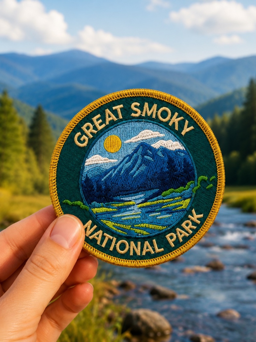 Great Smoky Mountains Patch, 3 Inch Iron On Embroidered National Park Souvenir B